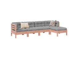 Vidaxl 5 Pcs Conj. Sofás Jardim C/ Almofadões Madeira Abeto de douglas