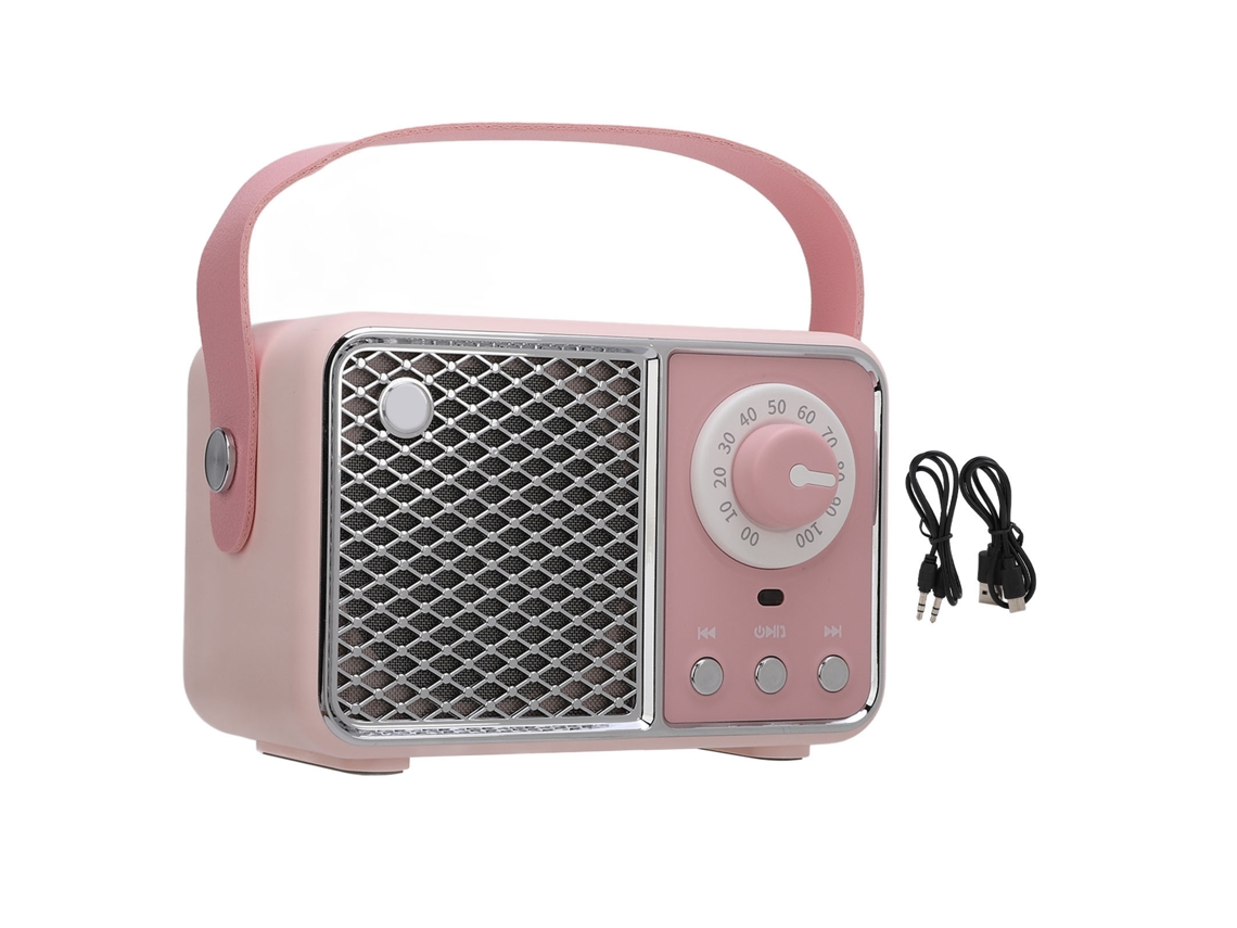Caixa de som Mali Bluetooth 5.1, retrô, portátil, pequena, USB, recarregável, vintage, rosa