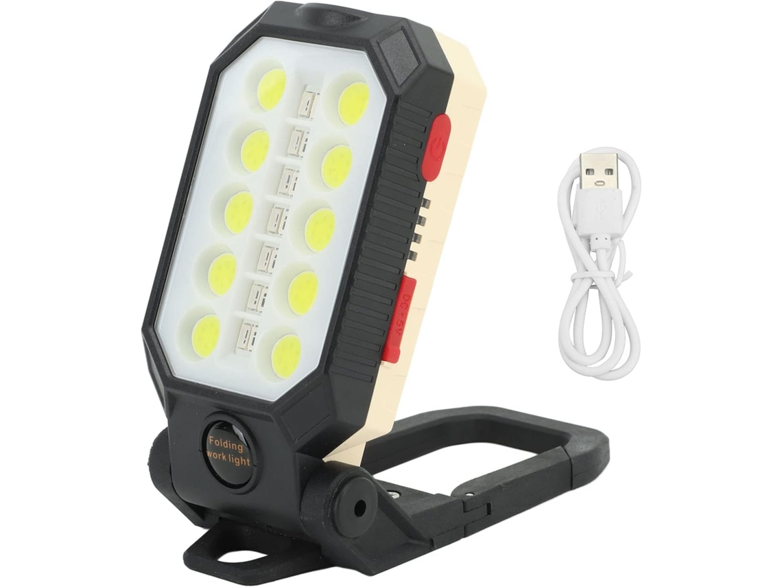 Lanterna De Trabalho Led Cob Recarregável Ip66 Com Ajuste Magnético,