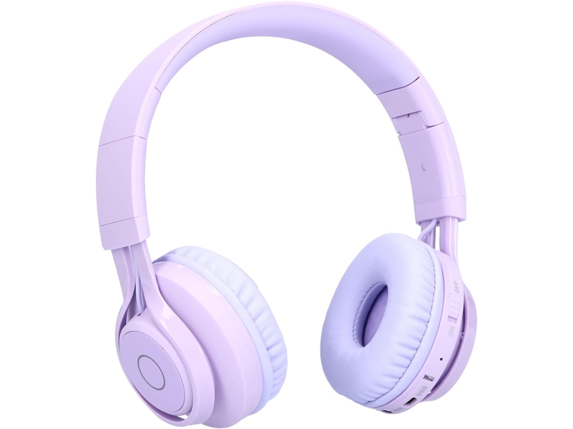 Fones De Ouvido Bluetooth Infantis Bt06c Com Luzes Led, Dobráveis, Ajustáveis, Com Limitador De Volume 85db, Em Abs Roxo