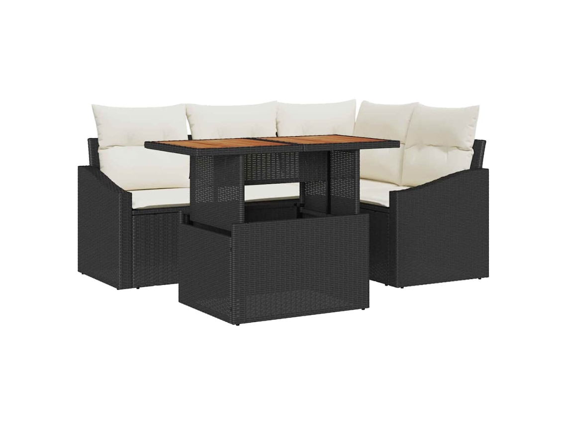 Maison Exclusive - Conjunto De Jantar Para Jardim Com Almofada 5 Pcs Preto E Creme