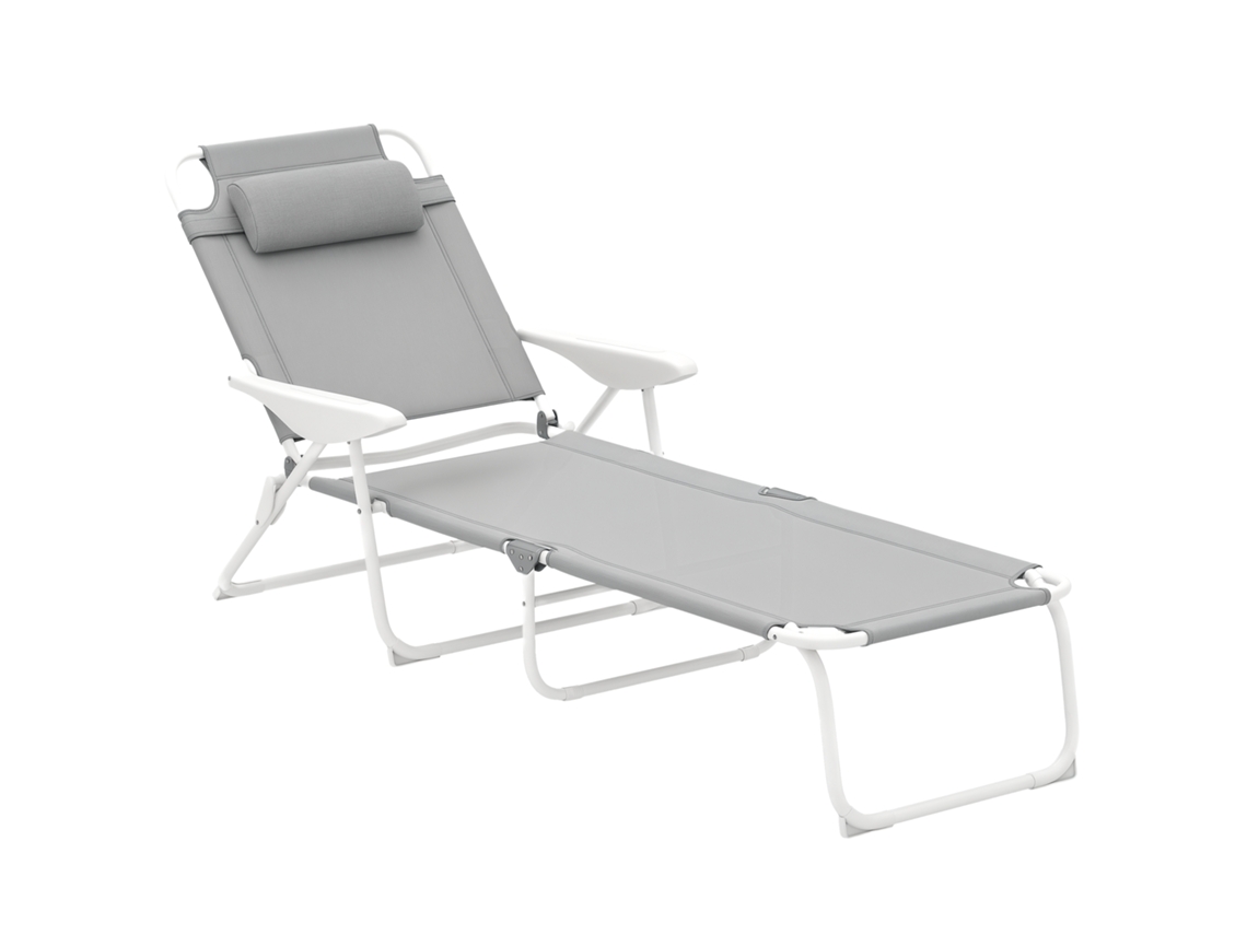 Espreguiçadeira Jardim 4 Posições 160x66cm Cinzento