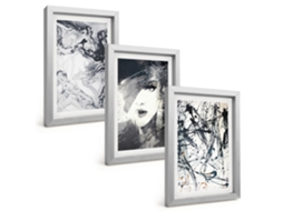 Composição De Quadrospadrões Abstratos Em Preto E Branco Moldura Prateada Imagens Para Um Quarto Infantil Espelharte (3 Peças 20x30 Cm)