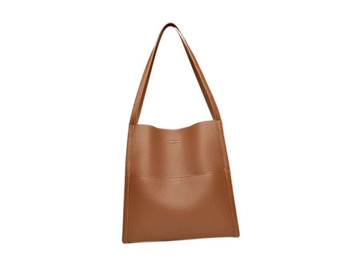 Bolso De Hombro De Cuero Para Mujer Con Gran Capacidad Estilo Elegante Para Comuting Khaki Caqui
