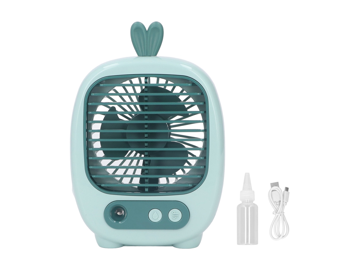 Ventilador de Mesa Pequeño com Umidificador 3 Velocidades Usb Carga Batería 1200mah para Escritório Lar Viagem Verde