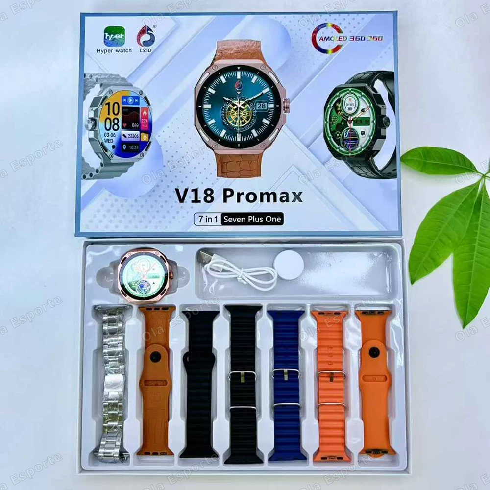 7 Pulseiras Adicionais com Ecrã Amoled 1,52'', Monitor Cardíaco, Resistente à Água 5 Atm, GPS MDUG