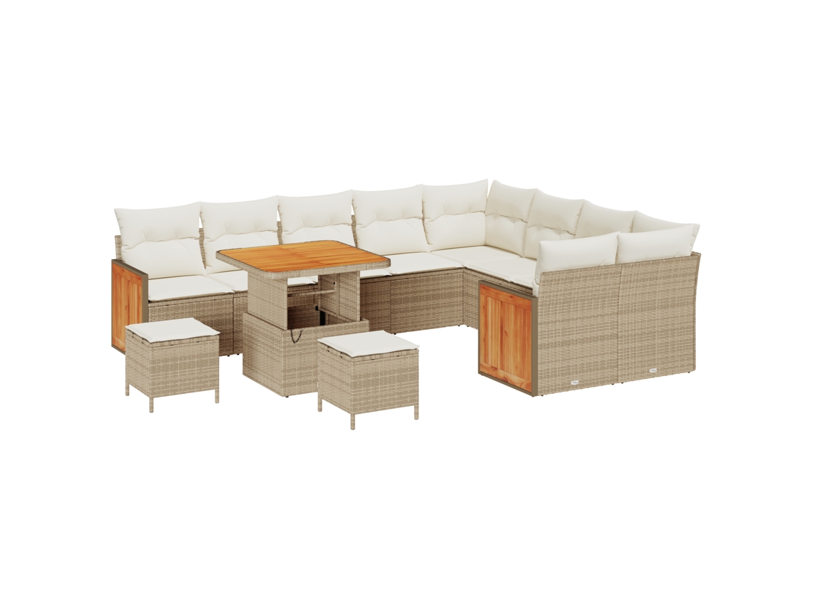 Conjunto 12 De Sofá De Jardim De Vidaxl Com Almofadas Bege Vime