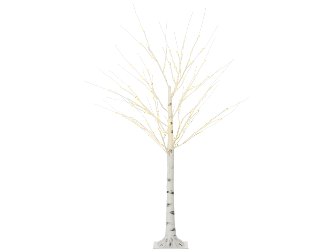 Bétula Artificial Com Leds E Ramos Flexíveis 150cm Na Cor Branca