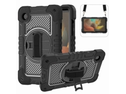 Capa de silicone resistente Hengrongshen para Samsung Galaxy Tab A9 com suporte, alça de pulso e alça de ombro, preta