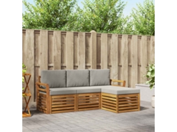 Vidaxl Conjunto De Sofás Para Exterior 4 Pcs Cinza Natural E Claro