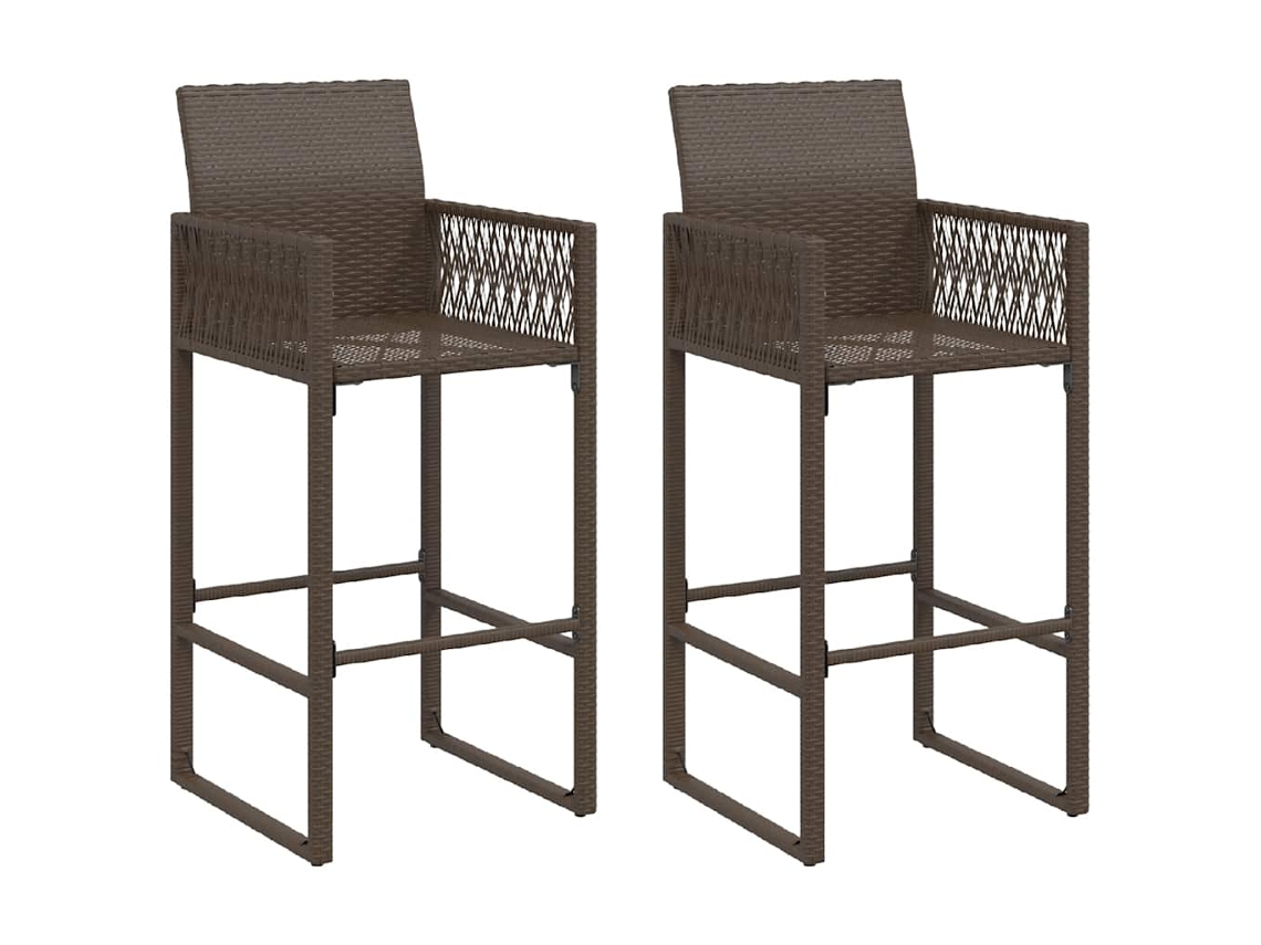 Bancos de Bar para Jardim 2 Pcs Vime Pe Castanho MAISON EXCLUSIVE