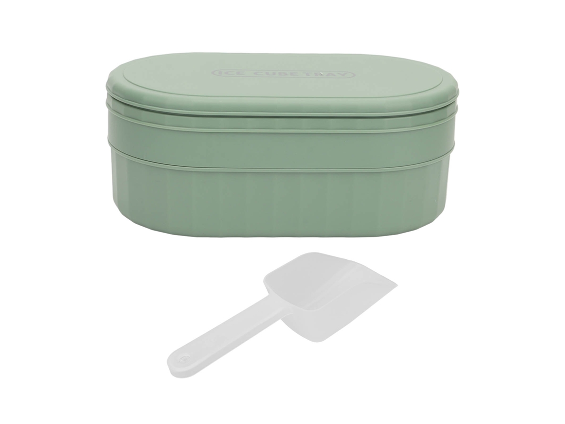 Bandeja de Gelo Reutilizável com Tampa 36 Compartimentos Empilhável Silicone Plástico Verde | S/MARCA