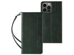 Capa Pega Para Iphone 15 Plus Pele Sintética Magnética Verde