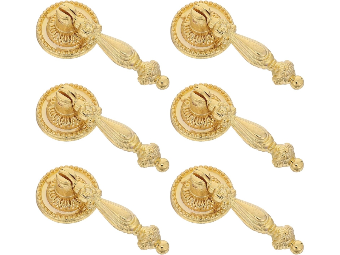 Conjunto De 6 Puxadores Retrô Para Gavetas Estilo Europeu, Mini Puxadores De Armário Com Furo Único Metal Decorativo
