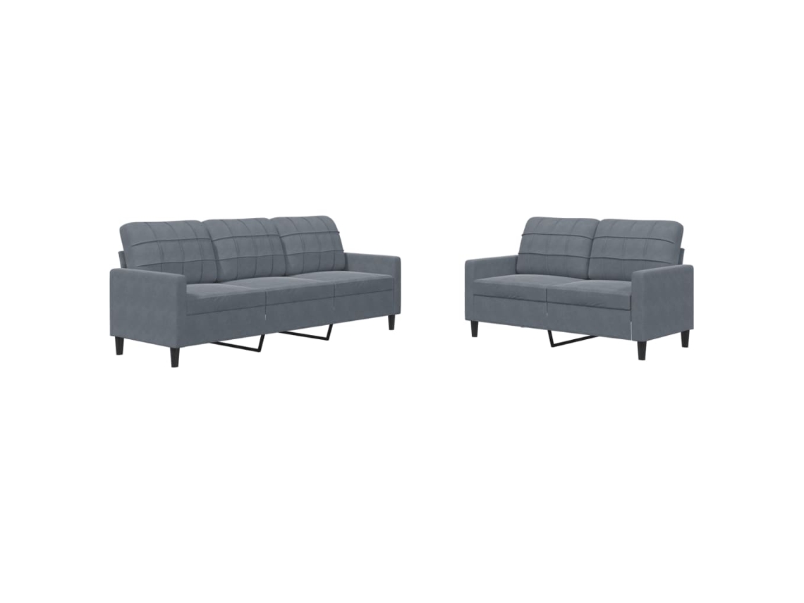 Sofa Set, Sofa Sets Vidaxl Cinzeto Veludo (n/a)
