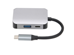Aetheria adaptador Docking Station Type c 3 em 1 com Hdmi, Usb 3.0 e Pd 60w, Material Alumínio