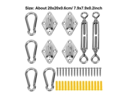 42 Peças Acessórios para Toldo Solar: Hebilla Diamante, Gancho, Mola, Aço Inoxidável para Jardim Exterior, Grama, Acampamento