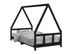 Kids Bed Frame, Kids Bed Frames Vidaxl Preto Madeira De Pinho (90 X 190 Cm)
