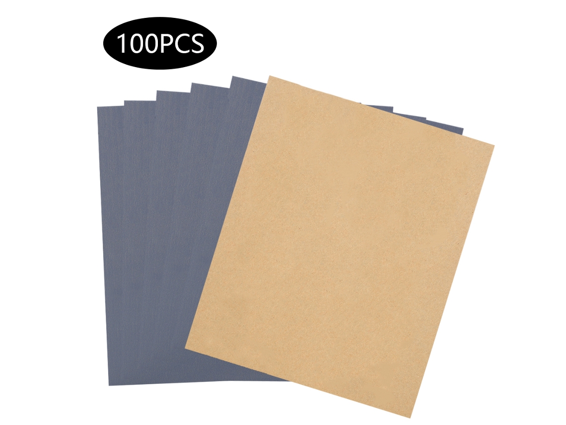 100 folhas de lixa abrasiva impermeável, grão P1200, para uso a seco e úmido, acessório para marcenaria.
