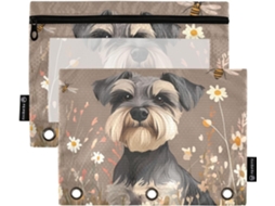 Pasta Com Desenho De Um Schnauzer Miniatura Em Forma Sino, Com Janela Transparente, Fecho De Zíper, Capa Transparente E