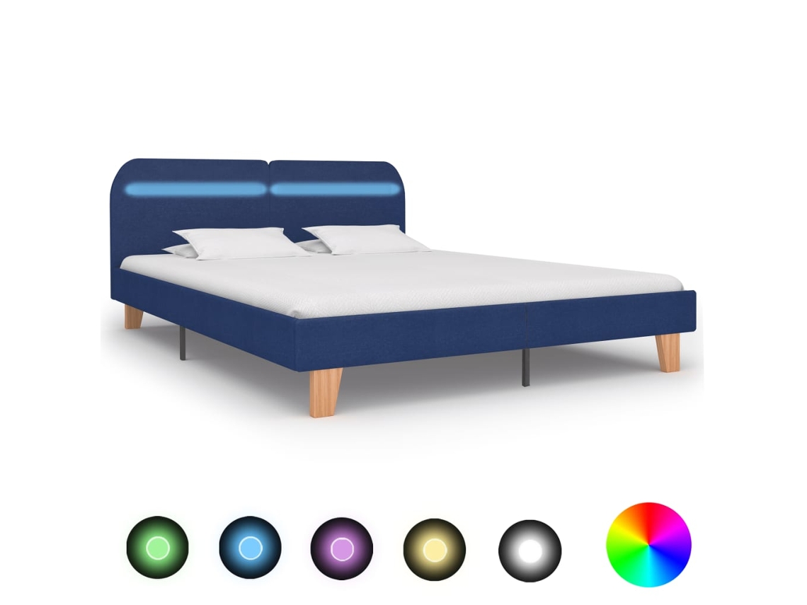 Bed Frame, Bed Frames Vidaxl Azul Tecido (180 X 200 Cm)