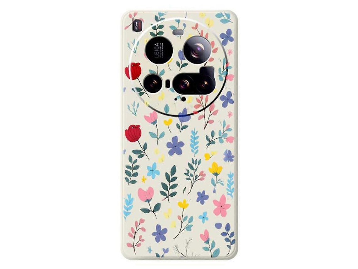 Capa Tkdaddy Para Xiaomi 15 Ultra Com Estampa De Galhos De Flores Coloridas E Bordas Retas Em Tpu, Bege