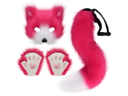 Lurelia Acessórios Cosplay Conjunto Halloween Simulação Raposa Rosa Vermelho Três Peças Tamanho Único