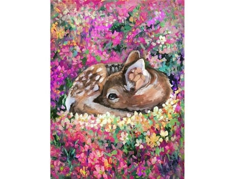 Kit De Pintura Diamante Modelo Corça Pequena Animais 40x30cm Ctop