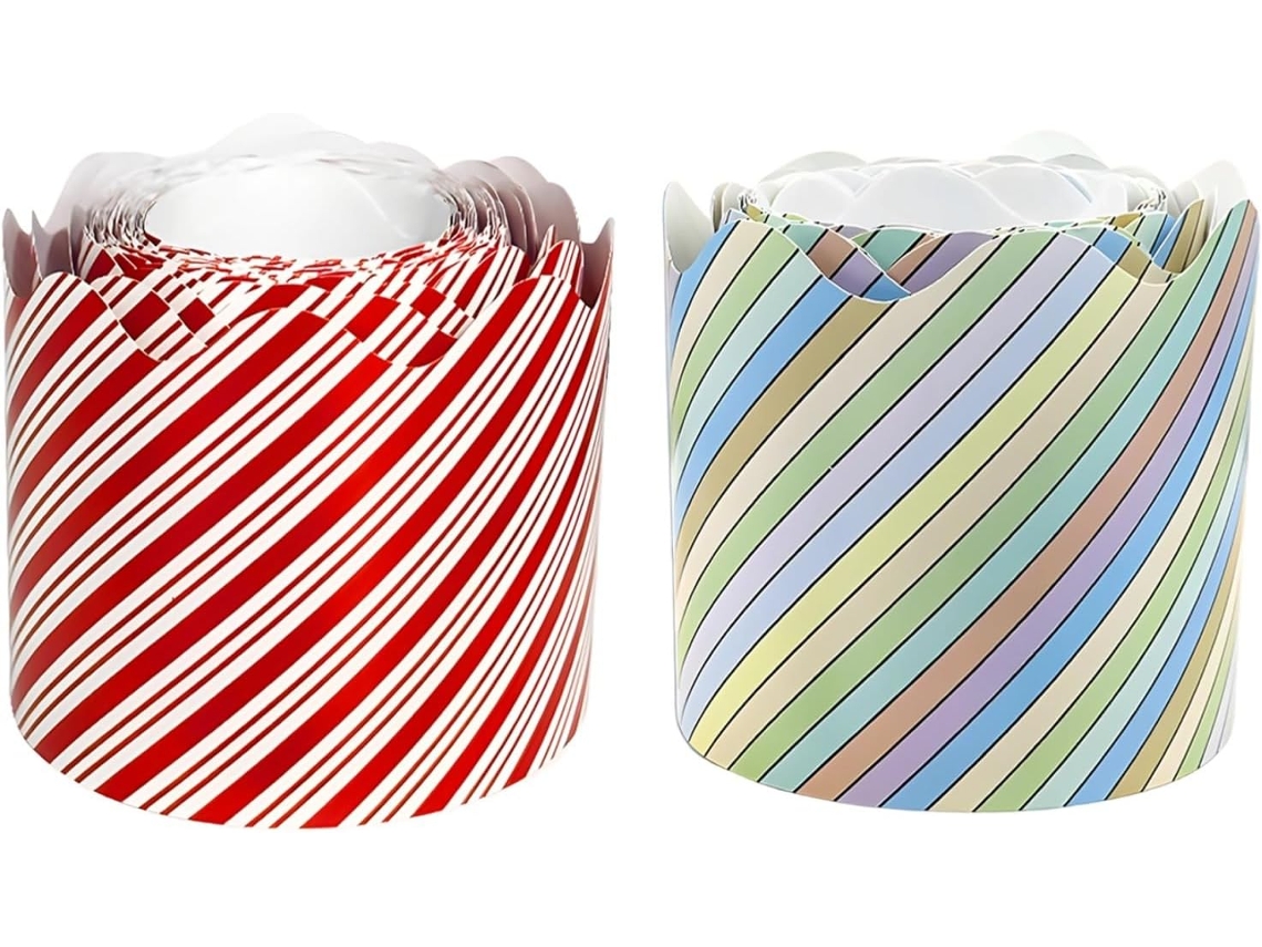 Borda De Natal Com Tema Bengala Doce, 2 Peças De Enfeites Papel, 1000cm De Comprimento, 7, 5cm De Largura, Decoração