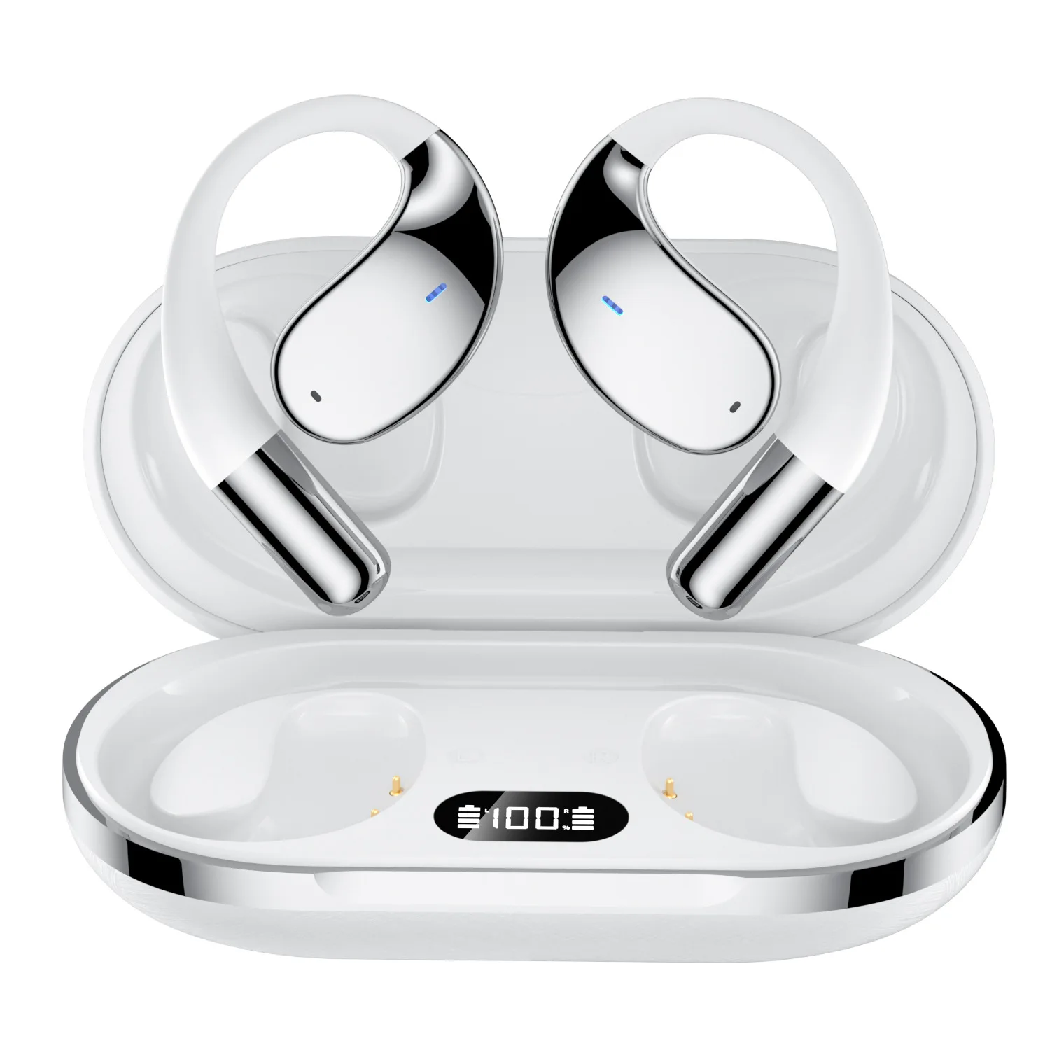 Fones De Ouvido Bluetooth 5.4 Com Clipe (brancos), Bateria De Longa Duração E Unidade De Graves Potente.