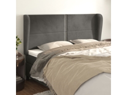 Cabecero con Alas de Terciopelo 183x23x118/128 cm Gris Oscuro