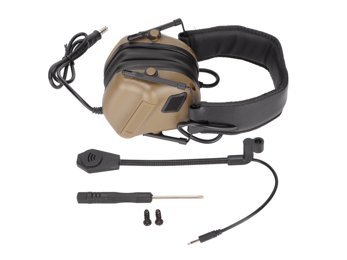 Fone De Ouvido Militar Retrátil Plegável Para Caça Com Microfone Circunferência Cabeça 20.5-25.2in Cor Barro