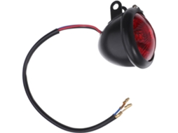 Lanterna Traseira Retrô Para Motocicleta Cruiser, Luz De Freio Redonda Em Metal Preto Com Cobertura Vermelha.