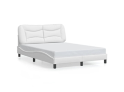 Bed Frame, Bed Frames Vidaxl Branco Couro Artificial (140 X 200 Cm)