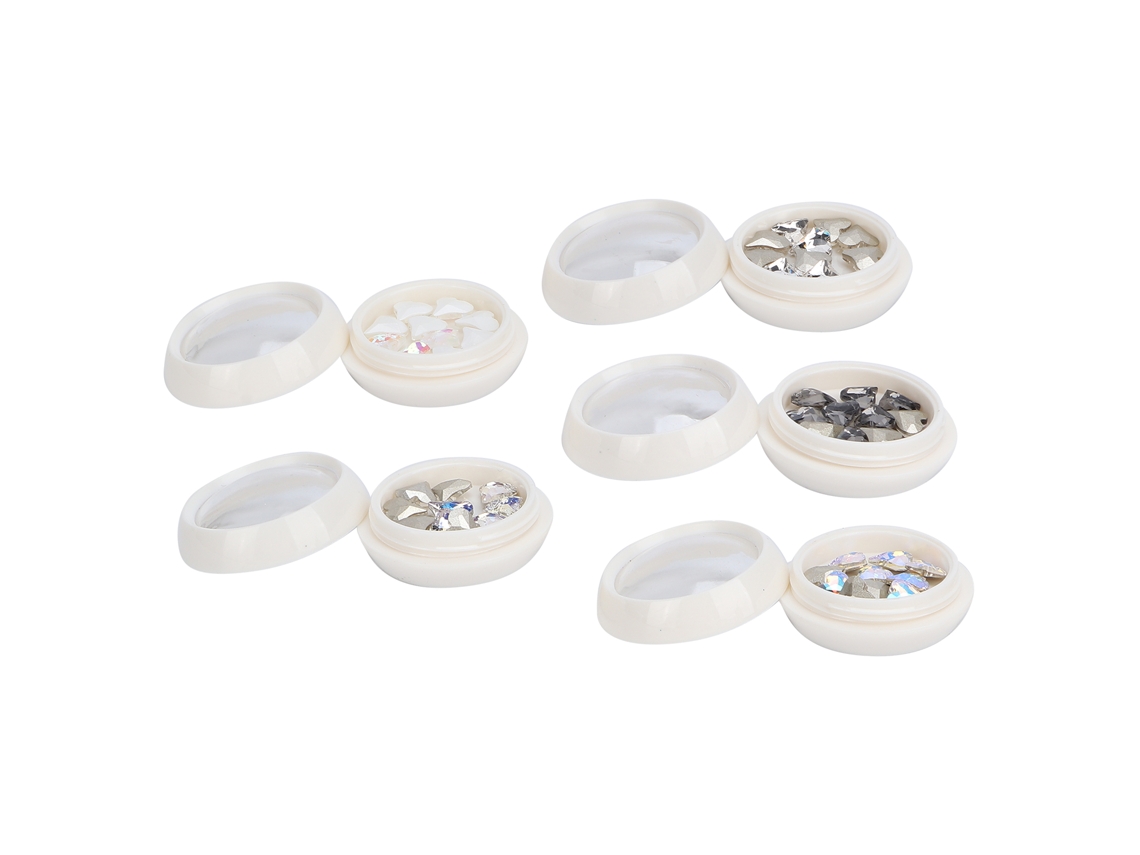 5 Caixas De Pedras De Unhas Rhinestones Brilhantes Exquisitas Coração Para Arte De Unhas Decoração Diy