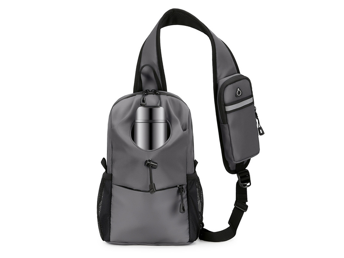 Mochila Transversal À Prova D'água Leve Multi Bolsos