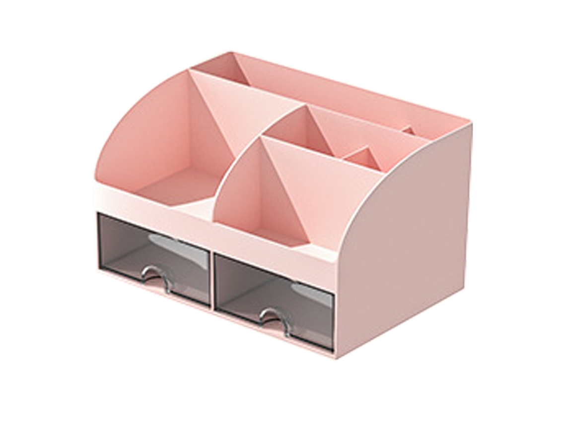 Caixa de armazenamento para mesa com gaveta, transparente, multifuncional, rosa | S/MARCA
