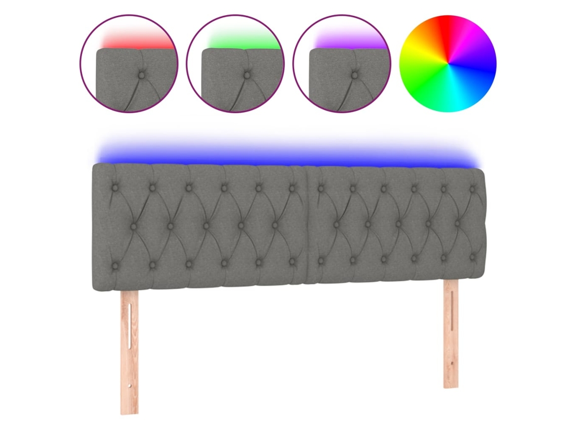 Cabeceira de Cama com Luzes Led Tecido Cinza Escuro MAISON EXCLUSIVE (144x7x78 cm)