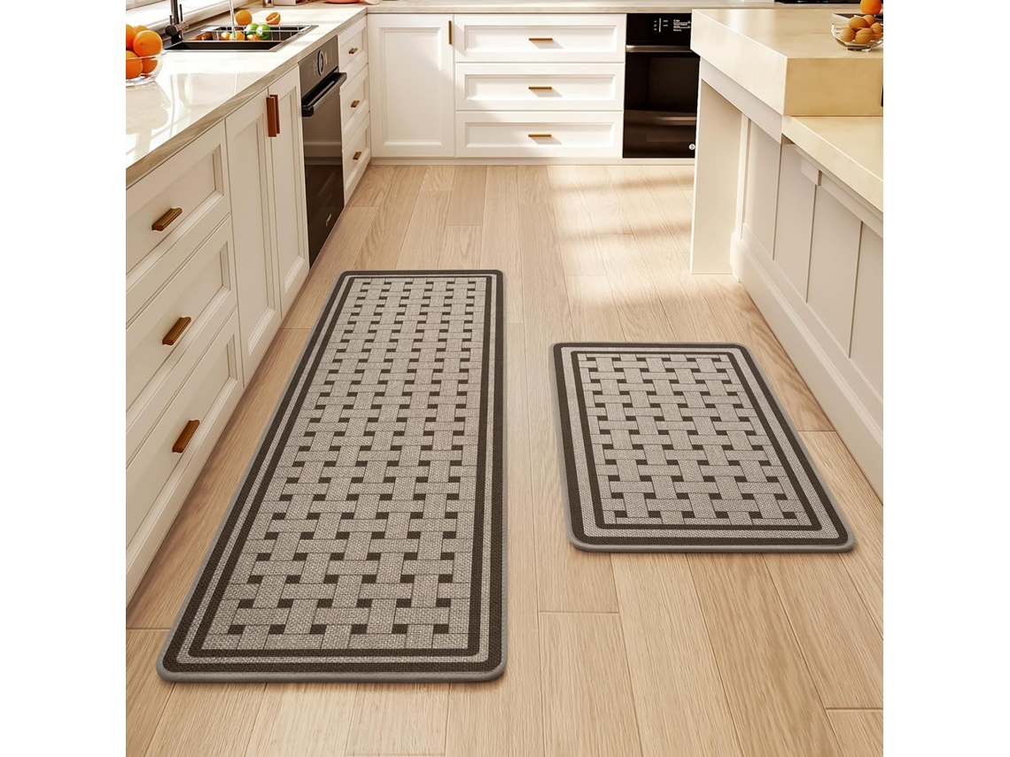 Tapete de Cozinha Retrô de 2 Peças, Antiderrapante e Lavável , Decoração para Casa DIGITALLAB (marrom, 40x60cm/40x120cm)