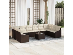 Vidaxl Conjunto De Sofás 11 Unid. Castanho Vime Pe
