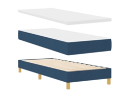 Conjunto 1 Cama Box Vidaxl Azul Tecido (80 X 200 Cm)