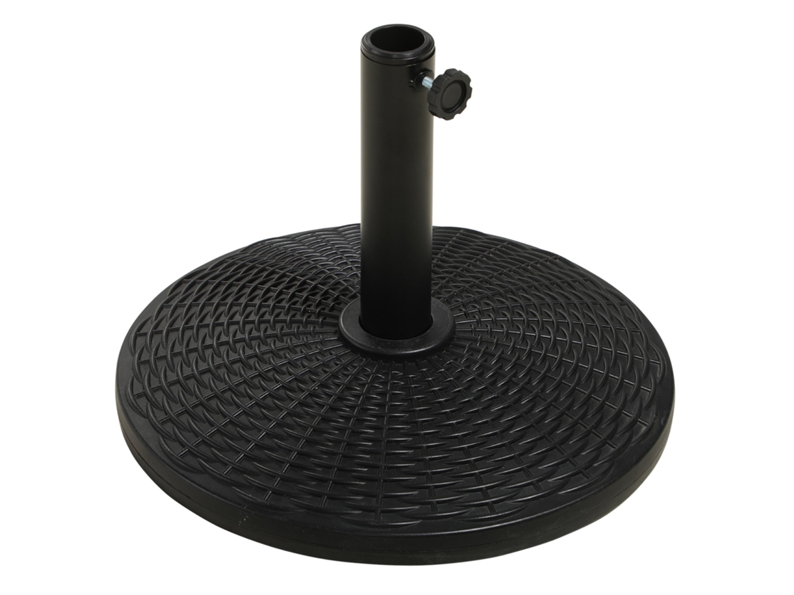 Base para Guarda sol BTFORUS, redonda, efeito rattan, 12,5 kg, suporte para hastes 38mm e 48mm, ø44,5 cm, preto