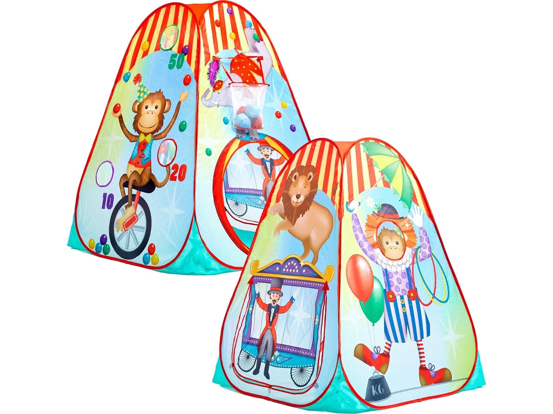 Tenda De Brincar Pop It Up Para Crianças, Tema Circo 90x90x110 Cm, Em Poliéster.