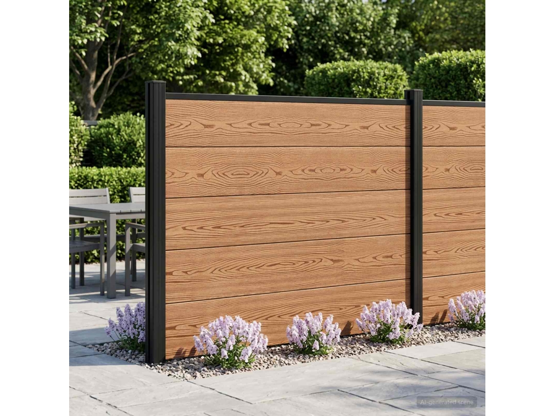 Vidaxl Conjunto De Cercas 180 X 105 Cm Wpc E Alumínio Castanho