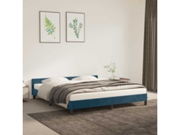 Vidaxl Estrutura De Cama Sem Colchão 160x200 Cm Veludo Azul-escuro