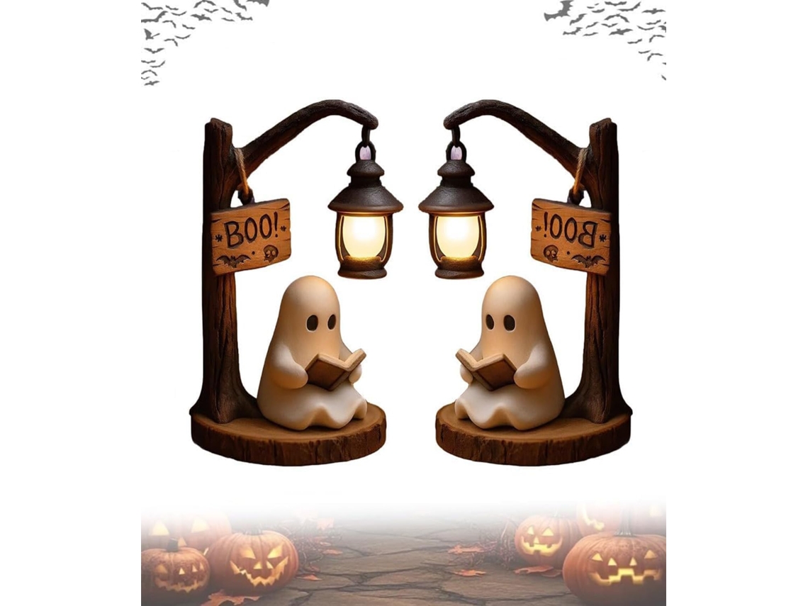 Lanterna De Leitura Fantasma Fofa – Boo, Luminária Noturna Fantasma 3d De Resina Com Brilho Quente, Luminária De Leitura