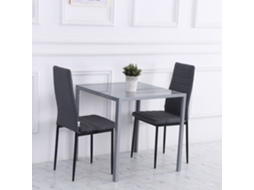 Mesa Quadrada De Vidro Cinza Compacta Para Jantar Ou Cozinha Com Tampo Em Vidro