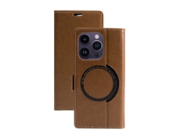 Capa De Couro Flip Magnética Para Iphone 16 Pro, Marrom, Capa Com Carregamento Sem Fio