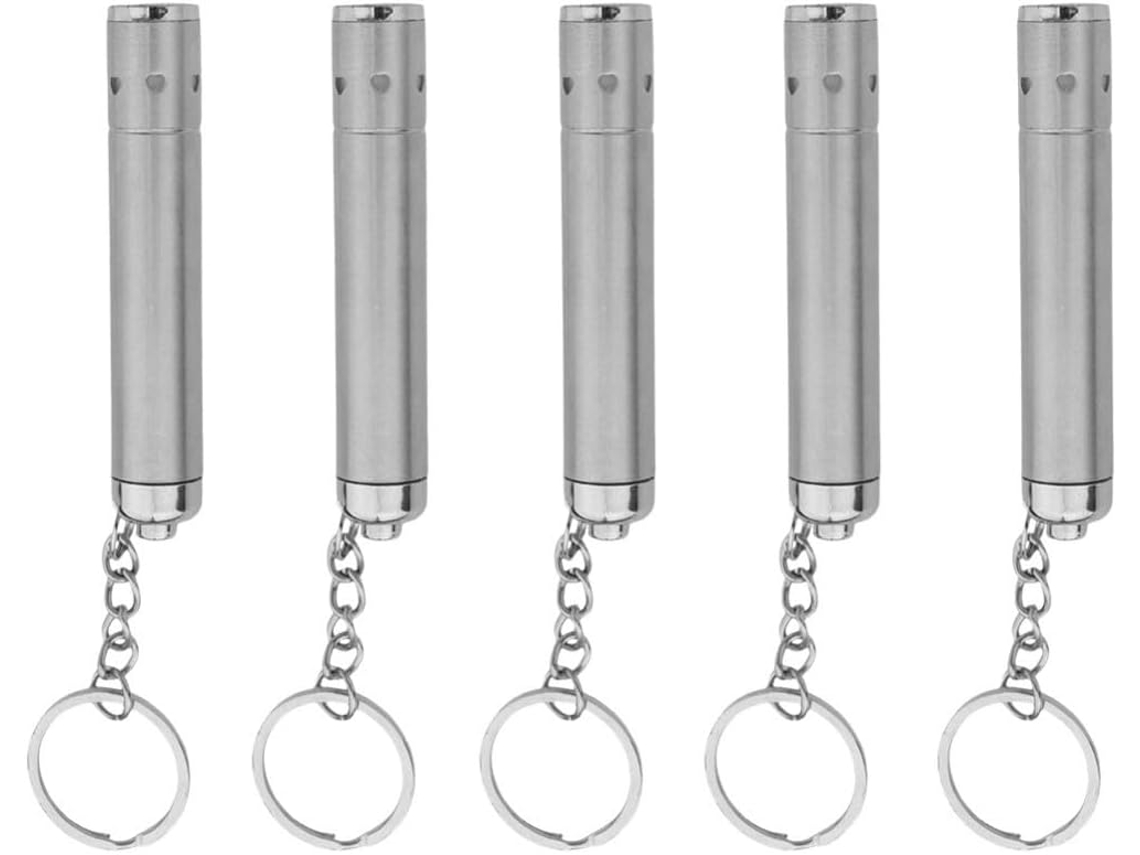 Mini Lanternas Led Robustas E Portáteis, Pacote Com 5 Unidades, Chaveiros De Aço.