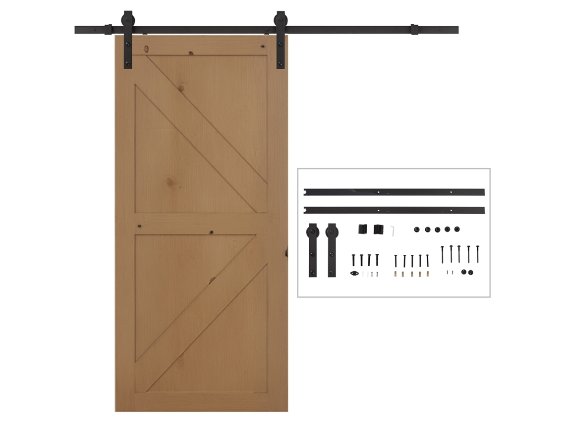 Kit De, Suporta 90 Kg Kit Trilha Para Porta De Correr. Até 90 Kg. Aço Carbono. 200cm. Preto. Ferramentas Inclusas. Mymhru